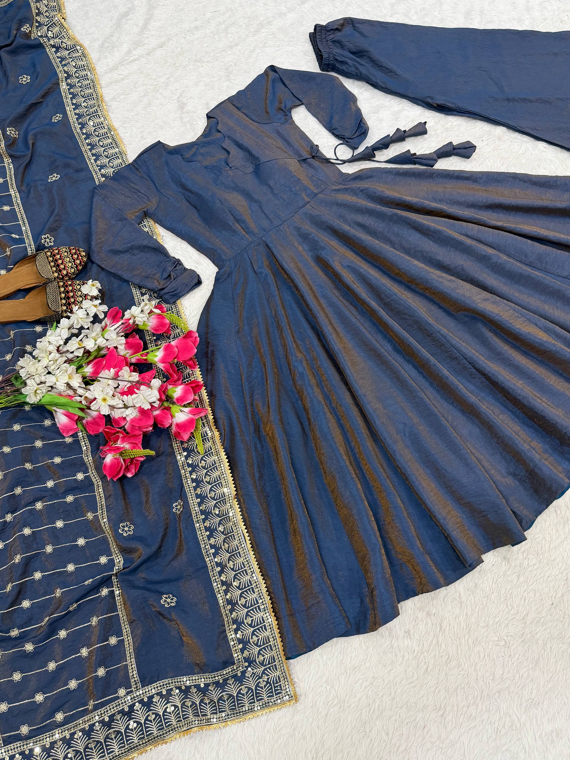 The Sovereign Teal Heritage Anarkali